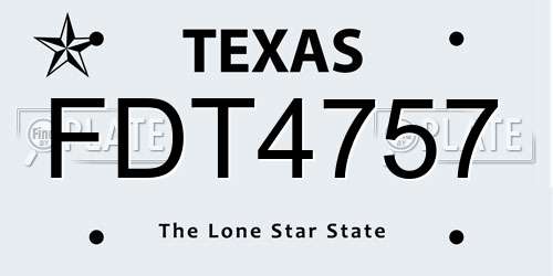 FDT4757 Texas License Plate