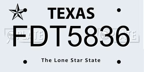 FDT5836 Texas License Plate