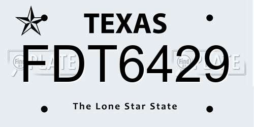 FDT6429 Texas License Plate
