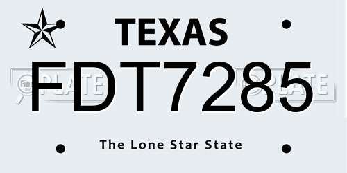 FDT7285 Texas License Plate