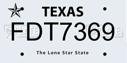 FDT7369 Texas License Plate