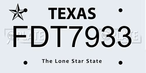 FDT7933 Texas License Plate