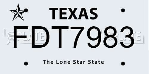 FDT7983 Texas License Plate