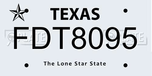 FDT8095 Texas License Plate