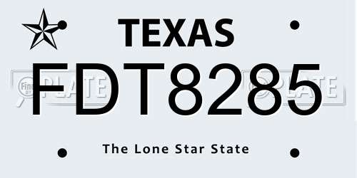 FDT8285 Texas License Plate