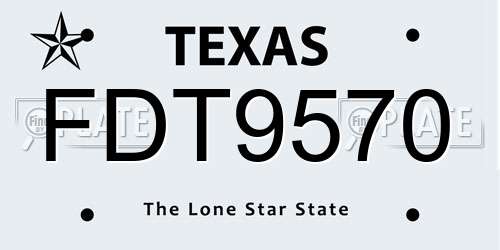 FDT9570 Texas License Plate