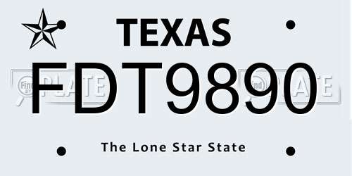 FDT9890 Texas License Plate