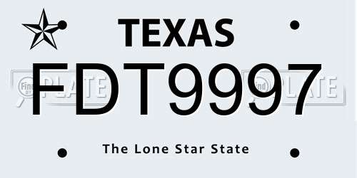 FDT9997 Texas License Plate