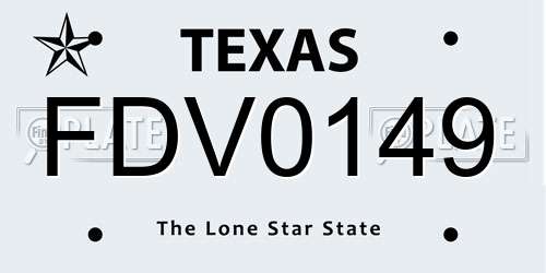 FDV0149 Texas License Plate