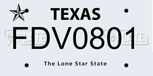 FDV0801 Texas License Plate