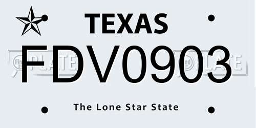 FDV0903 Texas License Plate