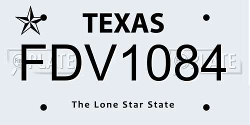 FDV1084 Texas License Plate