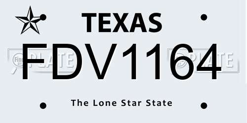 FDV1164 Texas License Plate