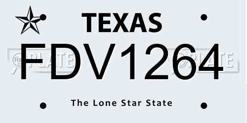 FDV1264 Texas License Plate