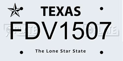 FDV1507 Texas License Plate