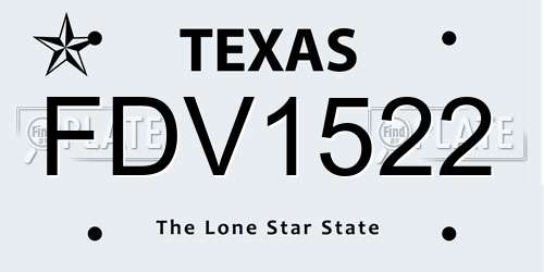 FDV1522 Texas License Plate