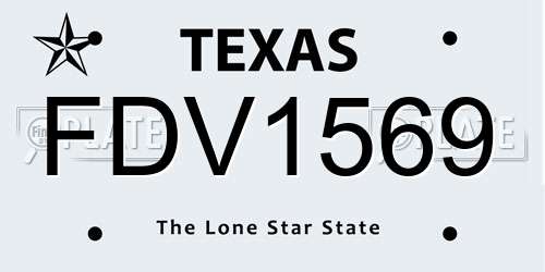 FDV1569 Texas License Plate