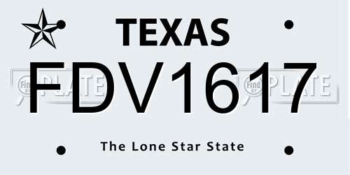FDV1617 Texas License Plate