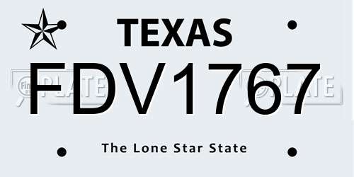 FDV1767 Texas License Plate