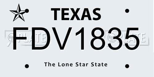 FDV1835 Texas License Plate