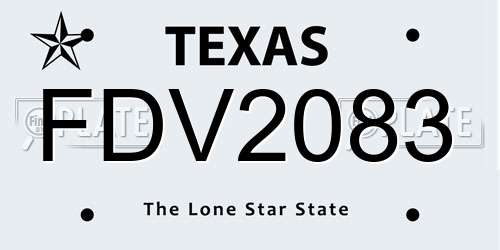 FDV2083 Texas License Plate