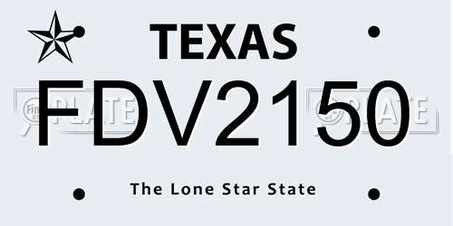 FDV2150 Texas License Plate