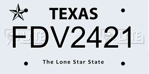 FDV2421 Texas License Plate