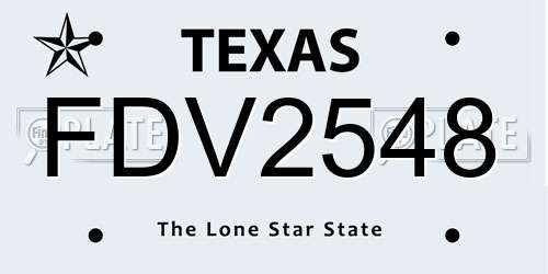 FDV2548 Texas License Plate