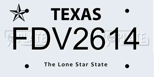 FDV2614 Texas License Plate