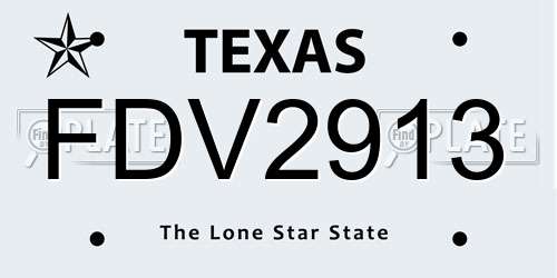 FDV2913 Texas License Plate