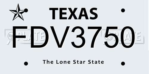 FDV3750 Texas License Plate