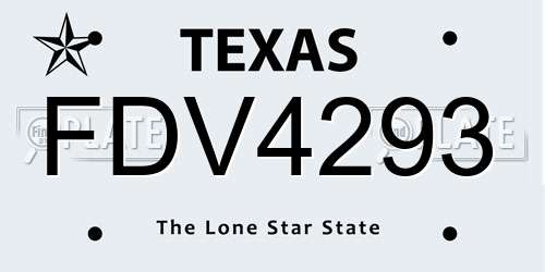 FDV4293 Texas License Plate