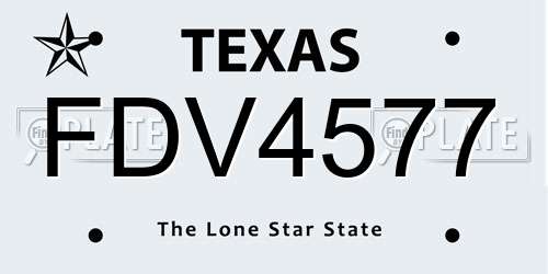 FDV4577 Texas License Plate