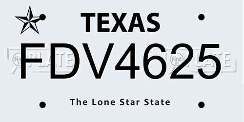 FDV4625 Texas License Plate