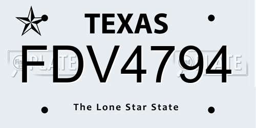 FDV4794 Texas License Plate