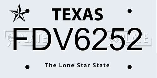 FDV6252 Texas License Plate