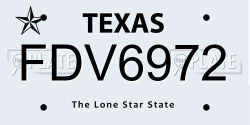 FDV6972 Texas License Plate