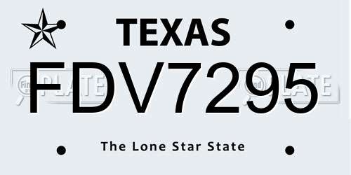 FDV7295 Texas License Plate