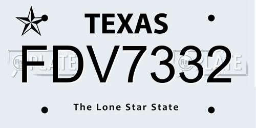 FDV7332 Texas License Plate