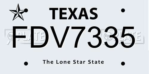 FDV7335 Texas License Plate