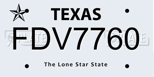 FDV7760 Texas License Plate