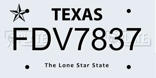 FDV7837 Texas License Plate