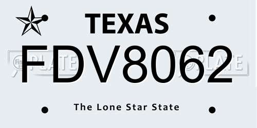 FDV8062 Texas License Plate