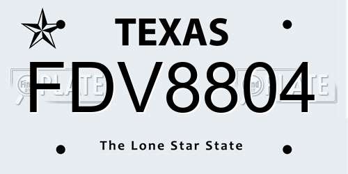 FDV8804 Texas License Plate
