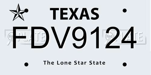FDV9124 Texas License Plate