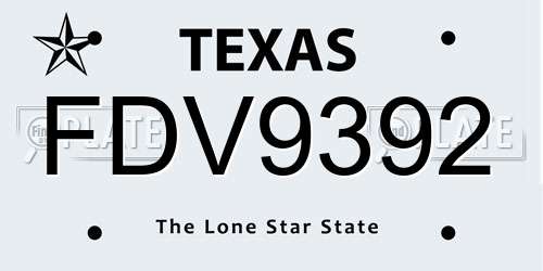 FDV9392 Texas License Plate