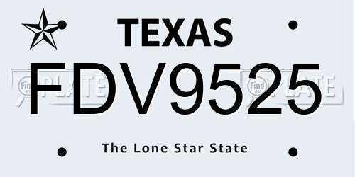 FDV9525 Texas License Plate