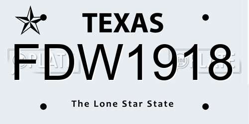 FDW1918 Texas License Plate