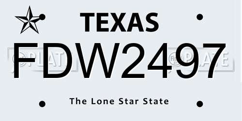 FDW2497 Texas License Plate