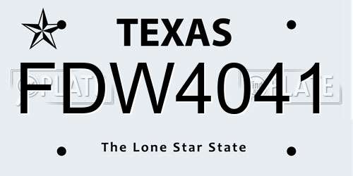 FDW4041 Texas License Plate